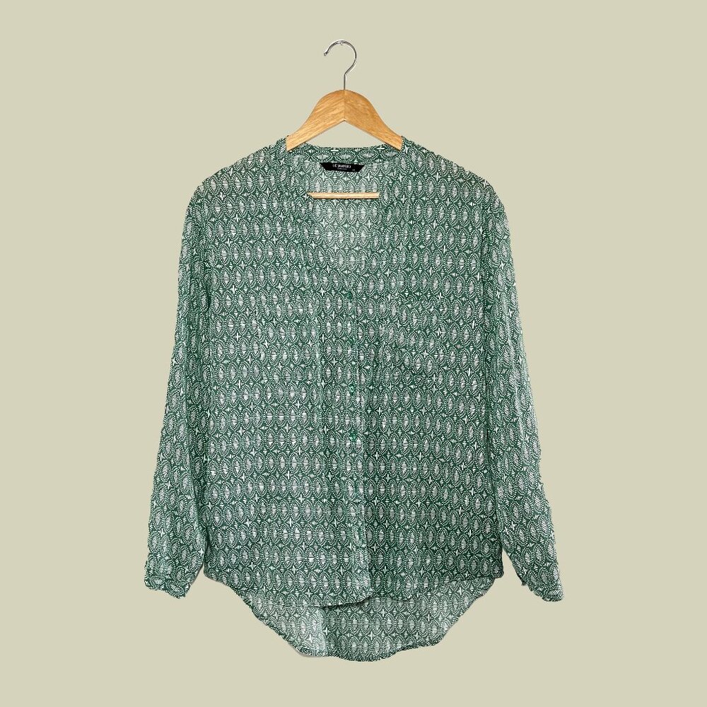 Green Vintage Printed Blouse